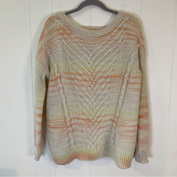 American Eagle Outfitters Cream And Pastel Rainbow Stripe Sweater M - Picture 1 of 8